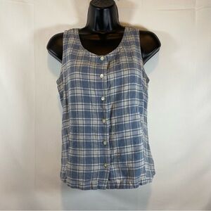 Eddie Bauer Blue Plaid Sleeveless Tank Top